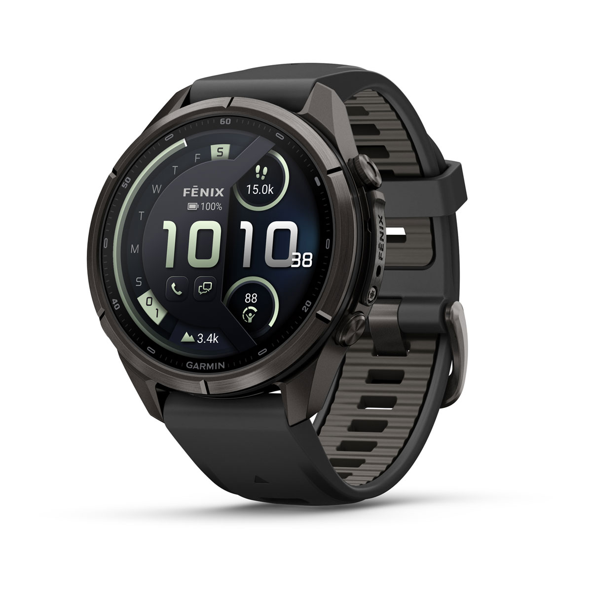 Garmin fēnix 9 Pro inReach 43 מ״מ – מבט חזית, שחור אפור