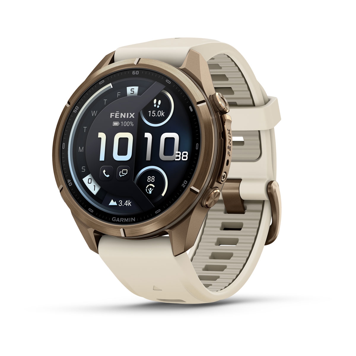 Garmin fēnix 9 Pro inReach 43 מ״מ – מבט חזית, קרם אפור