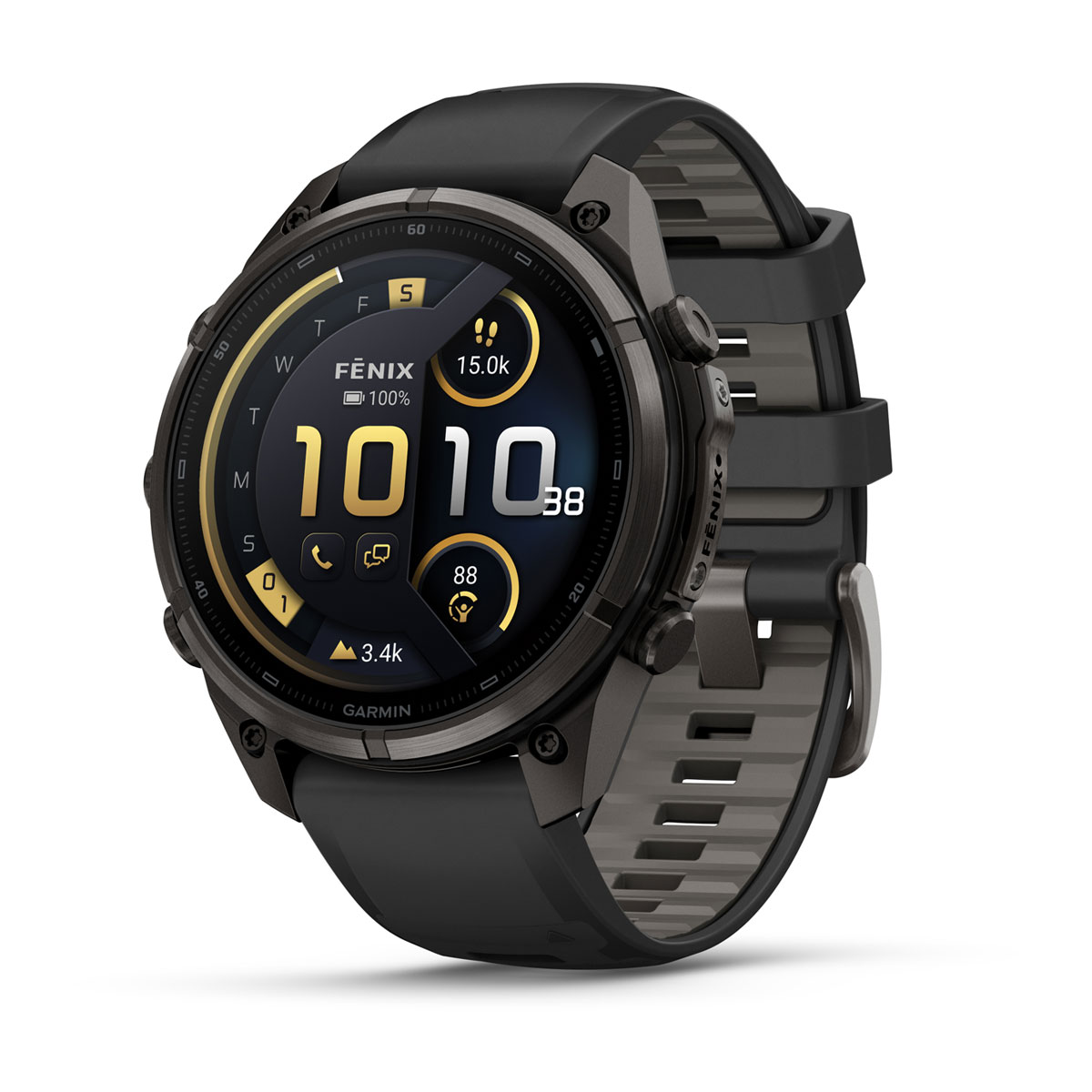 Garmin fēnix 9 Pro inReach 47 מ״מ – מבט חזית, שחור אפור