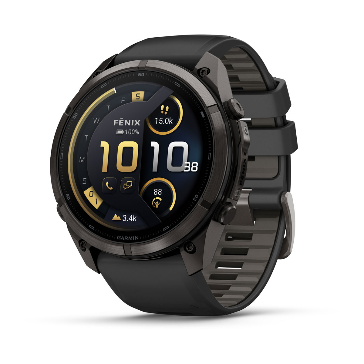 Garmin fēnix 9 Pro inReach 51 מ״מ – מבט חזית, שחור אפור