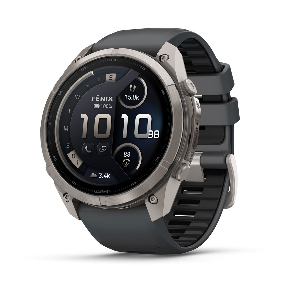 Garmin fēnix 9 Pro inReach 51 מ״מ – מבט חזית, גרפיט שחור